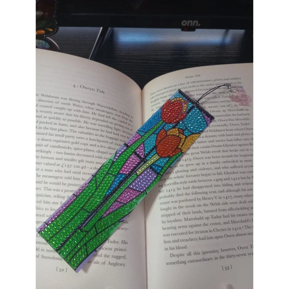 Handmade Diamond Painting Tulip Bookmark Butterfly Charm 7.5